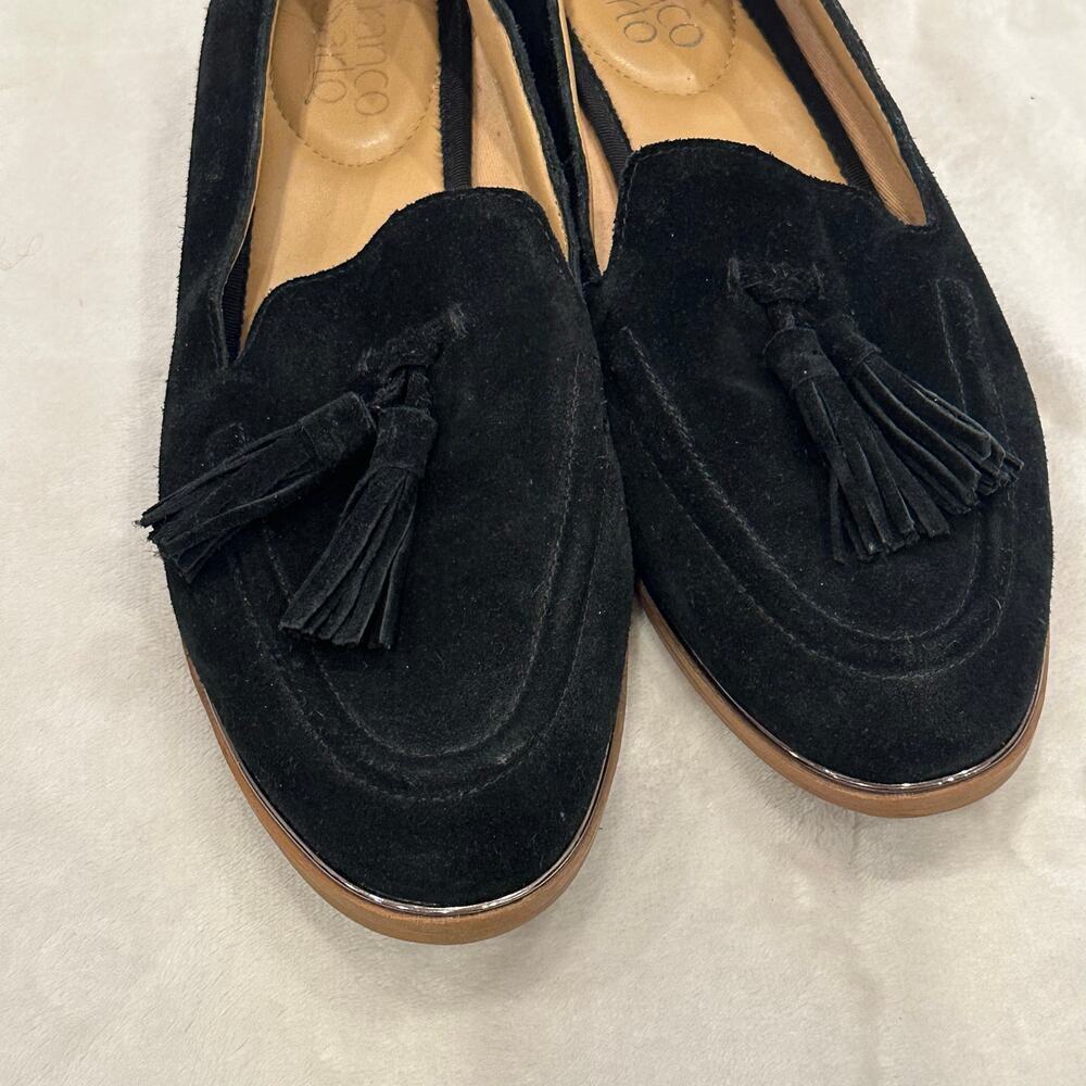 Franco Sarto Hilly Black Suede Loafer sz 7.5 Tassel Loafer Flats - Picture 5 of 7